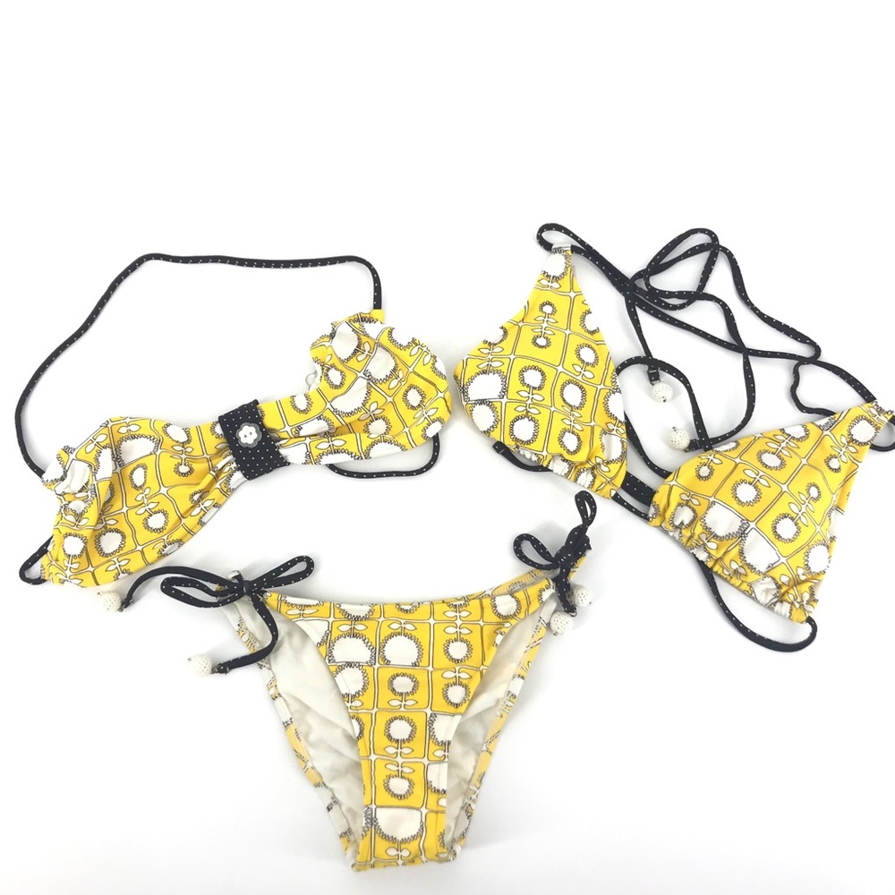 Matching set 3 pieces Bikinis yellow/brown